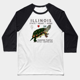 Illinois - Painted Turtle - State, Heart, Home - State Symbols Baseball T-Shirt